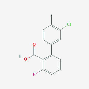 molecular formula C14H10ClFO2 B6403332 2-(3-Chloro-4-methylphenyl)-6-fluorobenzoic acid, 95% CAS No. 1261932-26-6