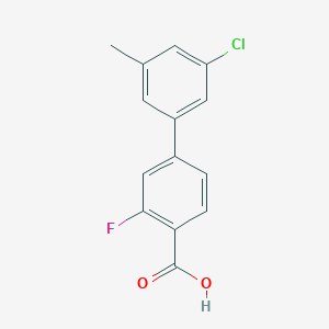 molecular formula C14H10ClFO2 B6403422 4-(3-Chloro-5-methylphenyl)-2-fluorobenzoic acid, 95% CAS No. 1261976-28-6