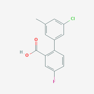 molecular formula C14H10ClFO2 B6403458 2-(3-Chloro-5-methylphenyl)-5-fluorobenzoic acid, 95% CAS No. 1261933-13-4