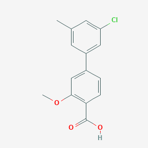 molecular formula C15H13ClO3 B6403489 4-(3-Chloro-5-methylphenyl)-2-methoxybenzoic acid, 95% CAS No. 1261929-27-4