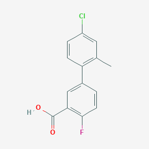 molecular formula C14H10ClFO2 B6403600 5-(4-Chloro-2-methylphenyl)-2-fluorobenzoic acid, 95% CAS No. 1261929-84-3