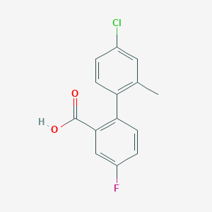 molecular formula C14H10ClFO2 B6403602 2-(4-Chloro-2-methylphenyl)-5-fluorobenzoic acid, 95% CAS No. 1261929-77-4