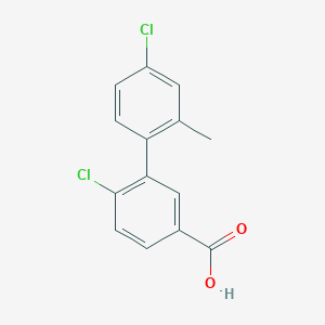 molecular formula C14H10Cl2O2 B6403649 4-Chloro-3-(4-chloro-2-methylphenyl)benzoic acid, 95% CAS No. 1261907-58-7