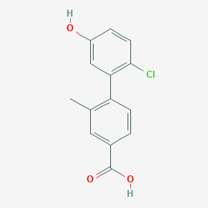 molecular formula C14H11ClO3 B6403907 4-(2-Chloro-5-hydroxyphenyl)-3-methylbenzoic acid, 95% CAS No. 1261898-12-7