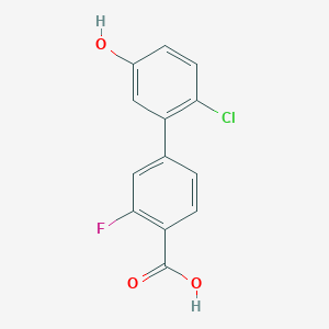 molecular formula C13H8ClFO3 B6403938 4-(2-Chloro-5-hydroxyphenyl)-2-fluorobenzoic acid, 95% CAS No. 1261961-87-8