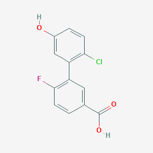 molecular formula C13H8ClFO3 B6403940 3-(2-Chloro-5-hydroxyphenyl)-4-fluorobenzoic acid, 95% CAS No. 1261921-75-8