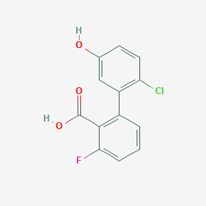 molecular formula C13H8ClFO3 B6403953 2-(2-Chloro-5-hydroxyphenyl)-6-fluorobenzoic acid, 95% CAS No. 1261937-52-3