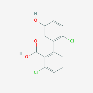 molecular formula C13H8Cl2O3 B6403991 6-Chloro-2-(2-chloro-5-hydroxyphenyl)benzoic acid, 95% CAS No. 1261976-66-2