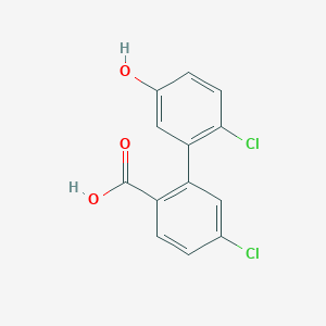 molecular formula C13H8Cl2O3 B6403999 4-Chloro-2-(2-chloro-5-hydroxyphenyl)benzoic acid, 95% CAS No. 1261946-52-4