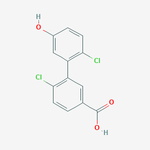 4-Chloro-3-(2-chloro-5-hydroxyphenyl)benzoic acid, 95%