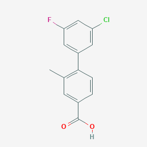 molecular formula C14H10ClFO2 B6404037 4-(3-Chloro-5-fluorophenyl)-3-methylbenzoic acid, 95% CAS No. 1261954-44-2