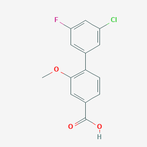 molecular formula C14H10ClFO3 B6404117 4-(3-Chloro-5-fluorophenyl)-3-methoxybenzoic acid, 95% CAS No. 1261907-75-8