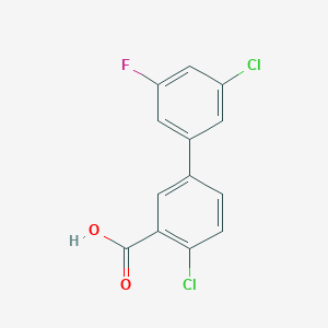 molecular formula C13H7Cl2FO2 B6404127 2-Chloro-5-(3-chloro-5-fluorophenyl)benzoic acid, 95% CAS No. 1261922-74-0