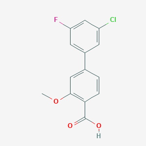 molecular formula C14H10ClFO3 B6404144 4-(3-Chloro-5-fluorophenyl)-2-methoxybenzoic acid, 95% CAS No. 1261902-44-6