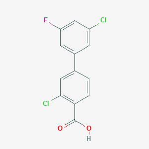 molecular formula C13H7Cl2FO2 B6404176 2-Chloro-4-(3-chloro-5-fluorophenyl)benzoic acid, 95% CAS No. 1261946-77-3