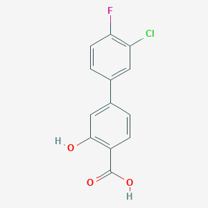 molecular formula C13H8ClFO3 B6404224 4-(3-Chloro-4-fluorophenyl)-2-hydroxybenzoic acid, 95% CAS No. 1261947-00-5