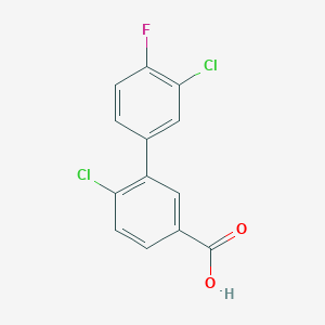 molecular formula C13H7Cl2FO2 B6404276 4-Chloro-3-(3-chloro-4-fluorophenyl)benzoic acid, 95% CAS No. 1262010-27-4