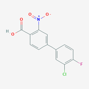 molecular formula C13H7ClFNO4 B6404280 4-(3-Chloro-4-fluorophenyl)-2-nitrobenzoic acid, 95% CAS No. 1261968-69-7