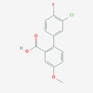 molecular formula C14H10ClFO3 B6404296 2-(3-Chloro-4-fluorophenyl)-5-methoxybenzoic acid, 95% CAS No. 1261954-73-7