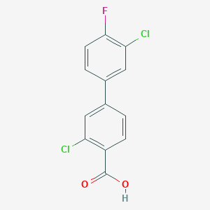 molecular formula C13H7Cl2FO2 B6404318 2-Chloro-4-(3-chloro-4-fluorophenyl)benzoic acid, 95% CAS No. 1261970-47-1