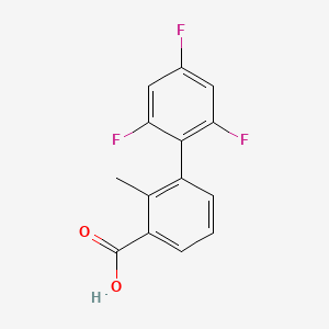 molecular formula C14H9F3O2 B6404326 2-Methyl-3-(2,4,6-trifluorophenyl)benzoic acid, 95% CAS No. 1261898-16-1