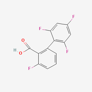 molecular formula C13H6F4O2 B6404346 6-Fluoro-2-(2,4,6-trifluorophenyl)benzoic acid, 95% CAS No. 1262004-49-8