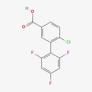 molecular formula C13H6ClF3O2 B6404386 4-Chloro-3-(2,4,6-trifluorophenyl)benzoic acid, 95% CAS No. 1261923-31-2