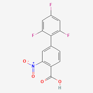 molecular formula C13H6F3NO4 B6404408 2-Nitro-4-(2,4,6-trifluorophenyl)benzoic acid, 95% CAS No. 1261954-79-3