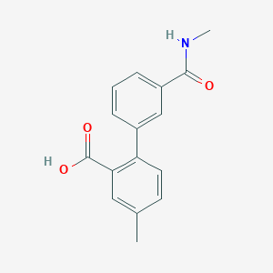 molecular formula C16H15NO3 B6404785 5-Methyl-2-[3-(N-methylaminocarbonyl)phenyl]benzoic acid, 95% CAS No. 1261977-16-5