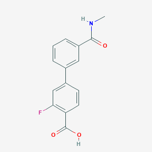 molecular formula C15H12FNO3 B6404822 2-Fluoro-4-[3-(N-methylaminocarbonyl)phenyl]benzoic acid, 95% CAS No. 1261954-91-9