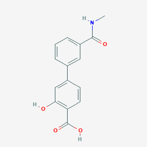 molecular formula C15H13NO4 B6404823 2-Hydroxy-4-[3-(N-methylaminocarbonyl)phenyl]benzoic acid, 95% CAS No. 1261954-86-2