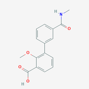 molecular formula C16H15NO4 B6404834 2-Methoxy-3-[3-(N-methylaminocarbonyl)phenyl]benzoic acid, 95% CAS No. 1261902-95-7