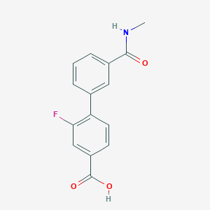 molecular formula C15H12FNO3 B6404849 3-Fluoro-4-[3-(N-methylaminocarbonyl)phenyl]benzoic acid, 95% CAS No. 1262004-65-8