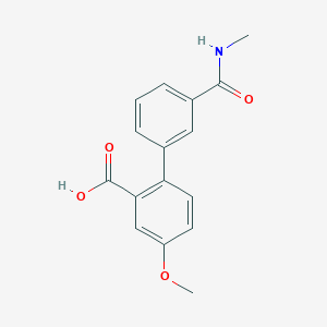 molecular formula C16H15NO4 B6404858 5-Methoxy-2-[3-(N-methylaminocarbonyl)phenyl]benzoic acid, 95% CAS No. 1261894-79-4