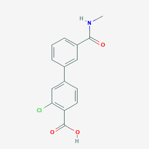 molecular formula C15H12ClNO3 B6404866 2-Chloro-4-[3-(N-methylaminocarbonyl)phenyl]benzoic acid, 95% CAS No. 1261954-96-4