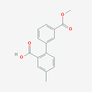 molecular formula C16H14O4 B6404928 2-(3-Methoxycarbonylphenyl)-5-methylbenzoic acid, 95% CAS No. 1261990-58-2