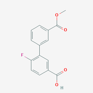 molecular formula C15H11FO4 B6404941 4-Fluoro-3-(3-methoxycarbonylphenyl)benzoic acid, 95% CAS No. 1262009-49-3