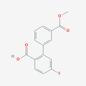 molecular formula C15H11FO4 B6404950 4-Fluoro-2-(3-methoxycarbonylphenyl)benzoic acid, 95% CAS No. 1261970-89-1