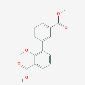 molecular formula C16H14O5 B6404982 3-(3-Methoxycarbonylphenyl)-2-methoxybenzoic acid, 95% CAS No. 1262004-70-5