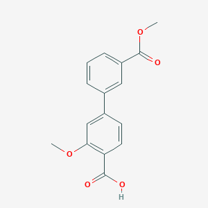 molecular formula C16H14O5 B6404992 4-(3-Methoxycarbonylphenyl)-2-methoxybenzoic acid, 95% CAS No. 1261970-93-7