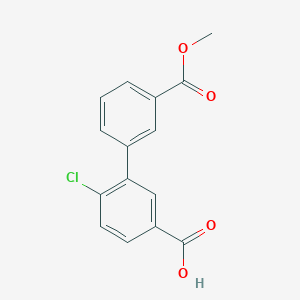 molecular formula C15H11ClO4 B6405045 4-Chloro-3-(3-methoxycarbonylphenyl)benzoic acid, 95% CAS No. 1261990-90-2