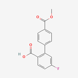 molecular formula C15H11FO4 B6405078 4-Fluoro-2-(4-methoxycarbonylphenyl)benzoic acid, 95% CAS No. 1261963-37-4