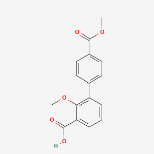 molecular formula C16H14O5 B6405087 3-(4-Methoxycarbonylphenyl)-2-methoxybenzoic acid, 95% CAS No. 1261905-48-9