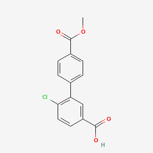 molecular formula C15H11ClO4 B6405147 4-Chloro-3-(4-methoxycarbonylphenyl)benzoic acid, 95% CAS No. 1261969-75-8