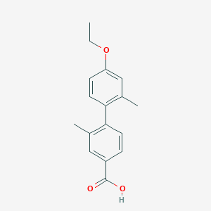 molecular formula C17H18O3 B6405179 4-(4-Ethoxy-2-methylphenyl)-3-methylbenzoic acid, 95% CAS No. 1261908-96-6