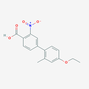 molecular formula C16H15NO5 B6405318 4-(4-Ethoxy-2-methylphenyl)-2-nitrobenzoic acid, 95% CAS No. 1261948-00-8