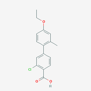 molecular formula C16H15ClO3 B6405343 2-Chloro-4-(4-ethoxy-2-methylphenyl)benzoic acid, 95% CAS No. 1261969-79-2