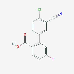 molecular formula C14H7ClFNO2 B6405352 2-(4-Chloro-3-cyanophenyl)-4-fluorobenzoic acid, 95% CAS No. 1261924-99-5