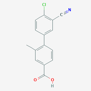 molecular formula C15H10ClNO2 B6405357 4-(4-Chloro-3-cyanophenyl)-3-methylbenzoic acid CAS No. 1262004-83-0