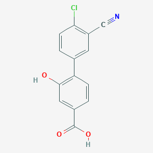 molecular formula C14H8ClNO3 B6405384 4-(4-Chloro-3-cyanophenyl)-3-hydroxybenzoic acid, 95% CAS No. 1261912-71-3